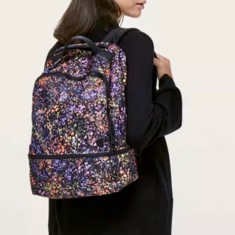 LULULEMON CITY ADVENTURER? FLORESCENT MULTI Floral BACKPACK—Gorgeous—Like New!!